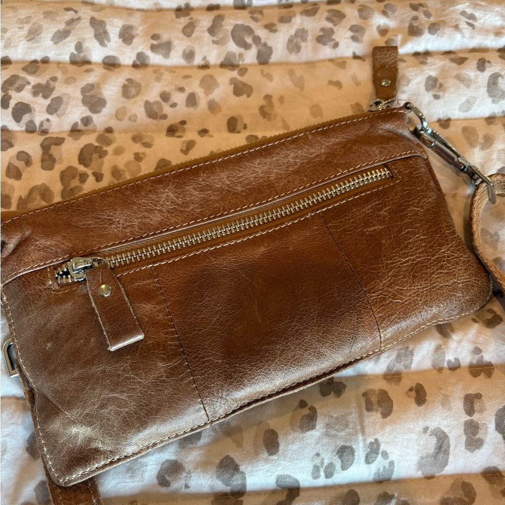 Brown Genuine Leather Crossbody Bag with adjustable shoulder strap. Cross posted - Picture 6 of 9